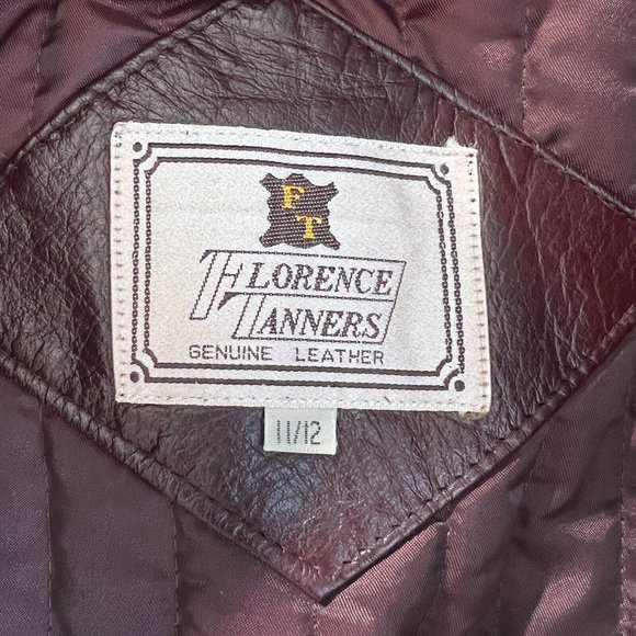 Florence Tanners Leather Jacket 11/12 Women Maroon Biker Zip Up Optional Lining - Picture 9 of 13
